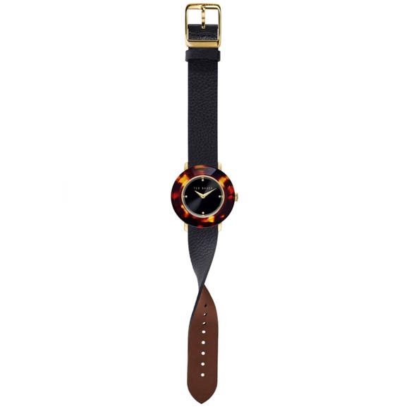 TED BAKER LONDON Katyaa Reversible Leather Strap Watch, 34mm in Black/Tortoise - Picture 2 of 15